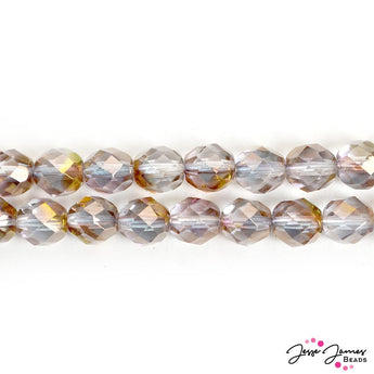 Purple Czech Fire Polish Glass Beads in Amethyst Rose