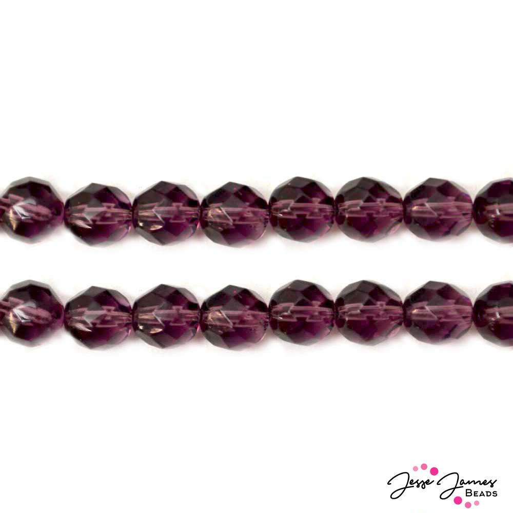 Purple Dark Amethyst 8MM Fire Polish Czech Beads
