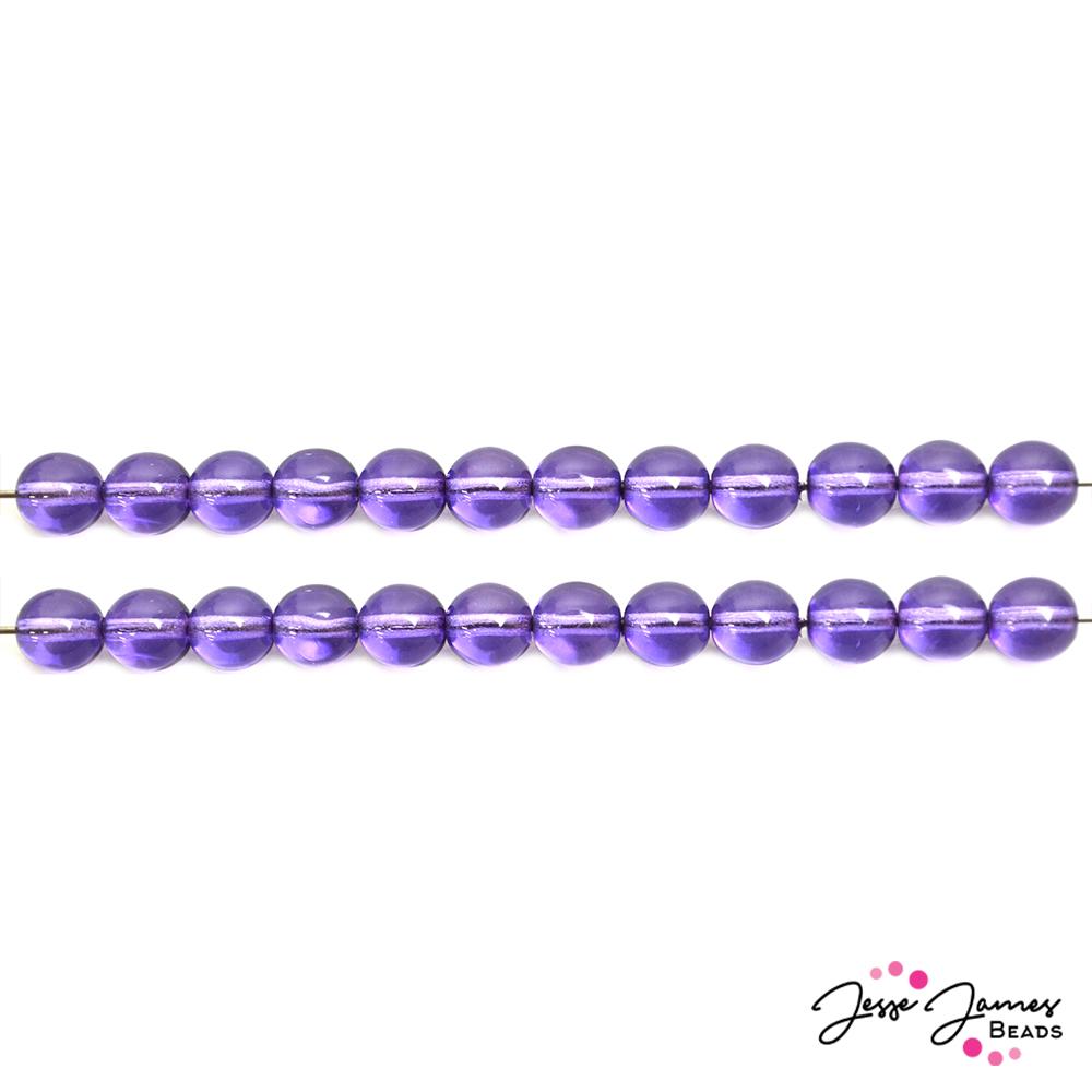 Purple Lilac 8mm Round Czech Beads