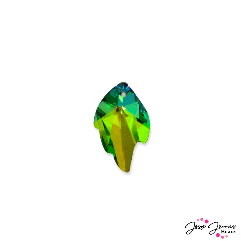 Rhinestone Sparkle Glass Abstract Pendant in Emerald