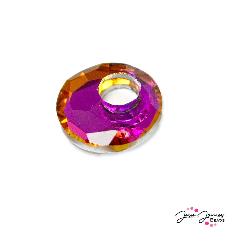 Glam on, Girl! This glass pendant sparkles in pink, purples, and orange hues. Perfect for stringing projects, or get two for a stunning pair of earrings. Measures 18mm x 18mm x 5mm. Sold in 1 pendant per order.