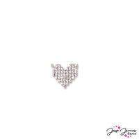 Rhinestone Sparkle Heart Pendant in Silver
