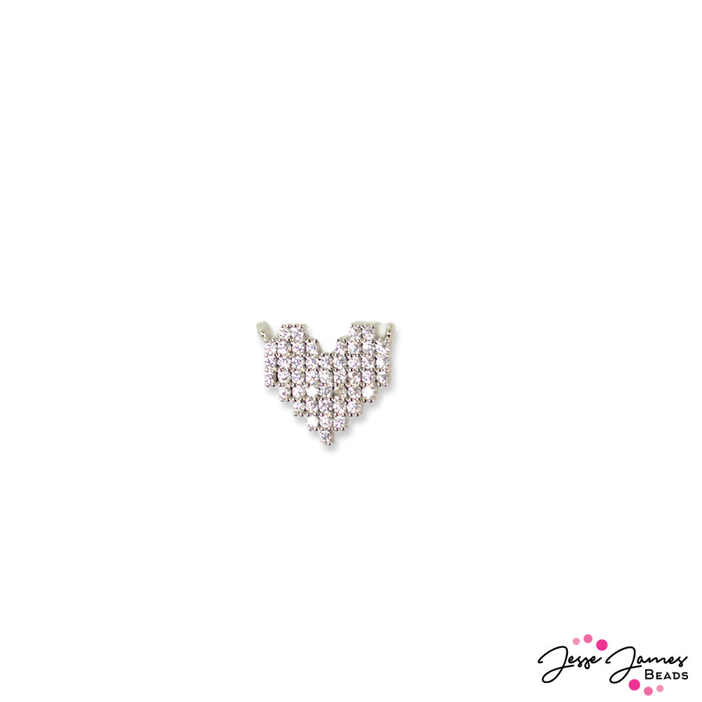 Rhinestone Sparkle Heart Pendant in Silver