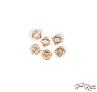 Rhinestone Sparkle Caged Cystsal Bead Set in Rose Gold