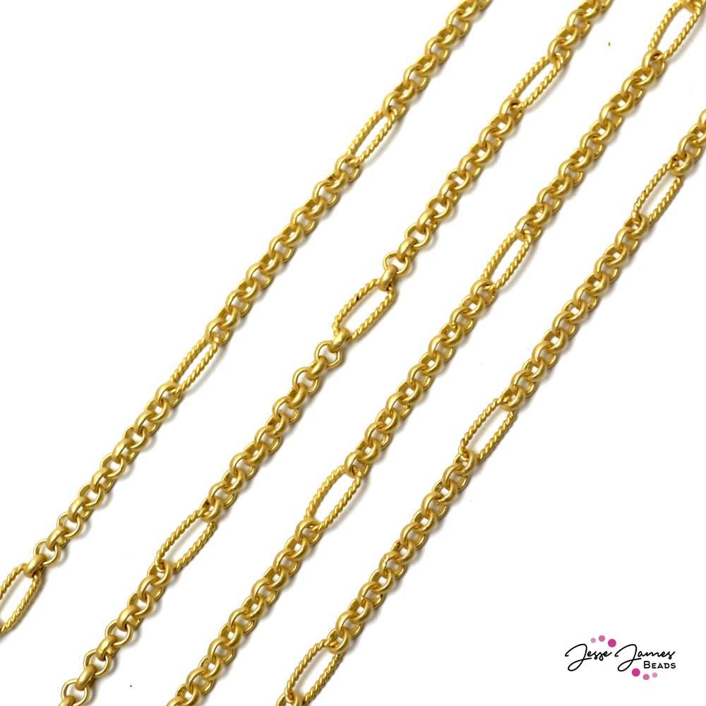 Rolo Interrupted Chain in Matte Gold