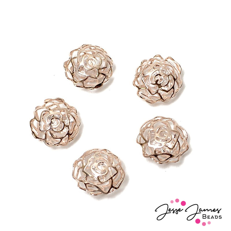 Rose Cage Crystals 5 Set Rose Gold