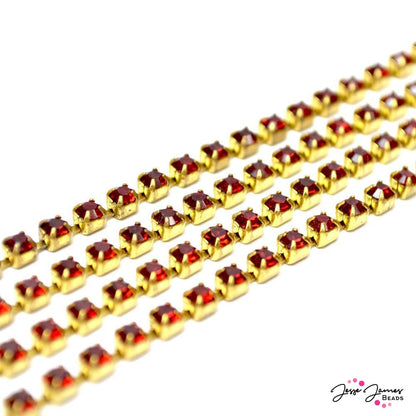 Preciosa Siam Red & Gold Cup Chain