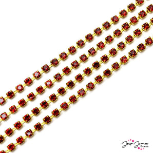 Preciosa Siam Red & Gold Cup Chain