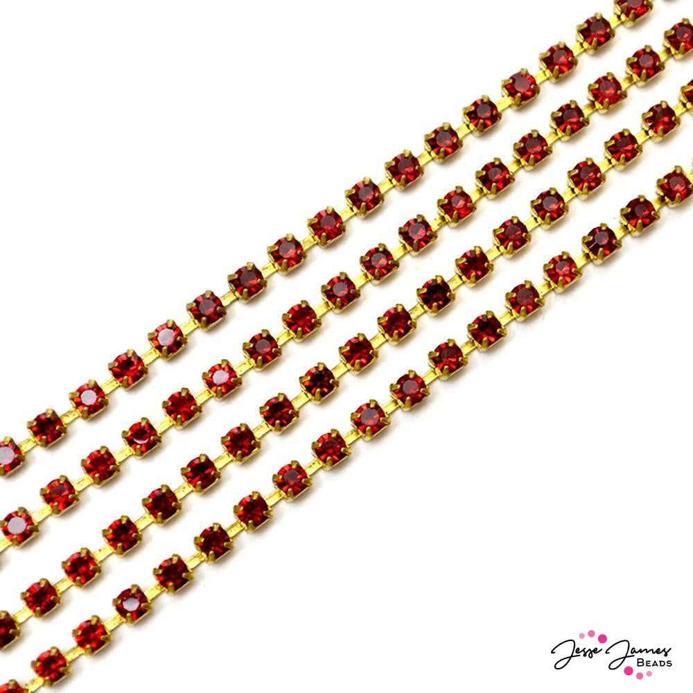 Preciosa Siam Red & Gold Cup Chain