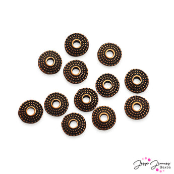 Antique Copper Metal Flats Bead Spacer Set 