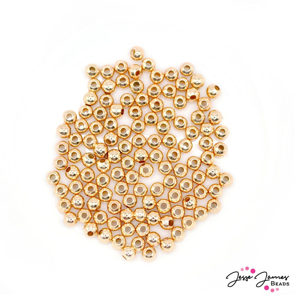 4mm Round Spacer Beads in Gold