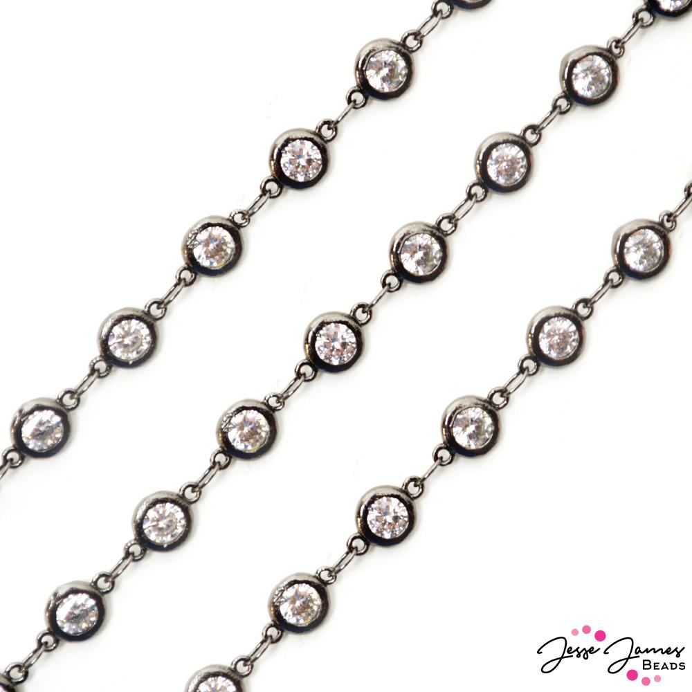 Sparkle Shine Gunmetal Rhinestone Chain