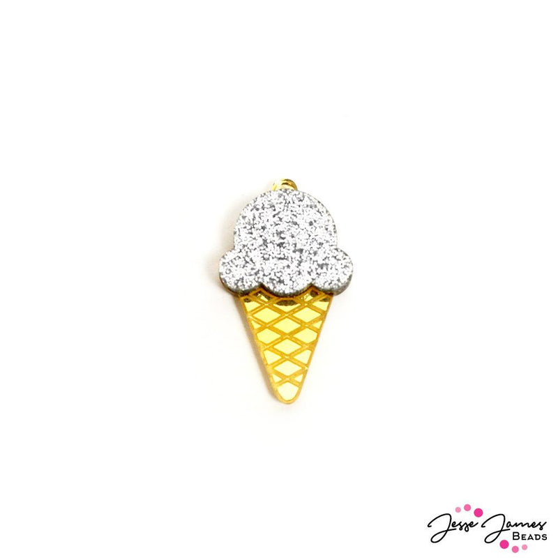 SparkleMonster Glitter Ice Cream Cone Charm