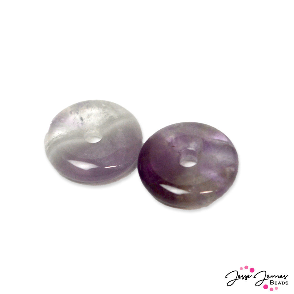 Stone Donut Bead Pair in Amethyst