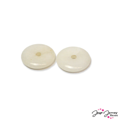 Stone Donut Bead Pair in Ivory White