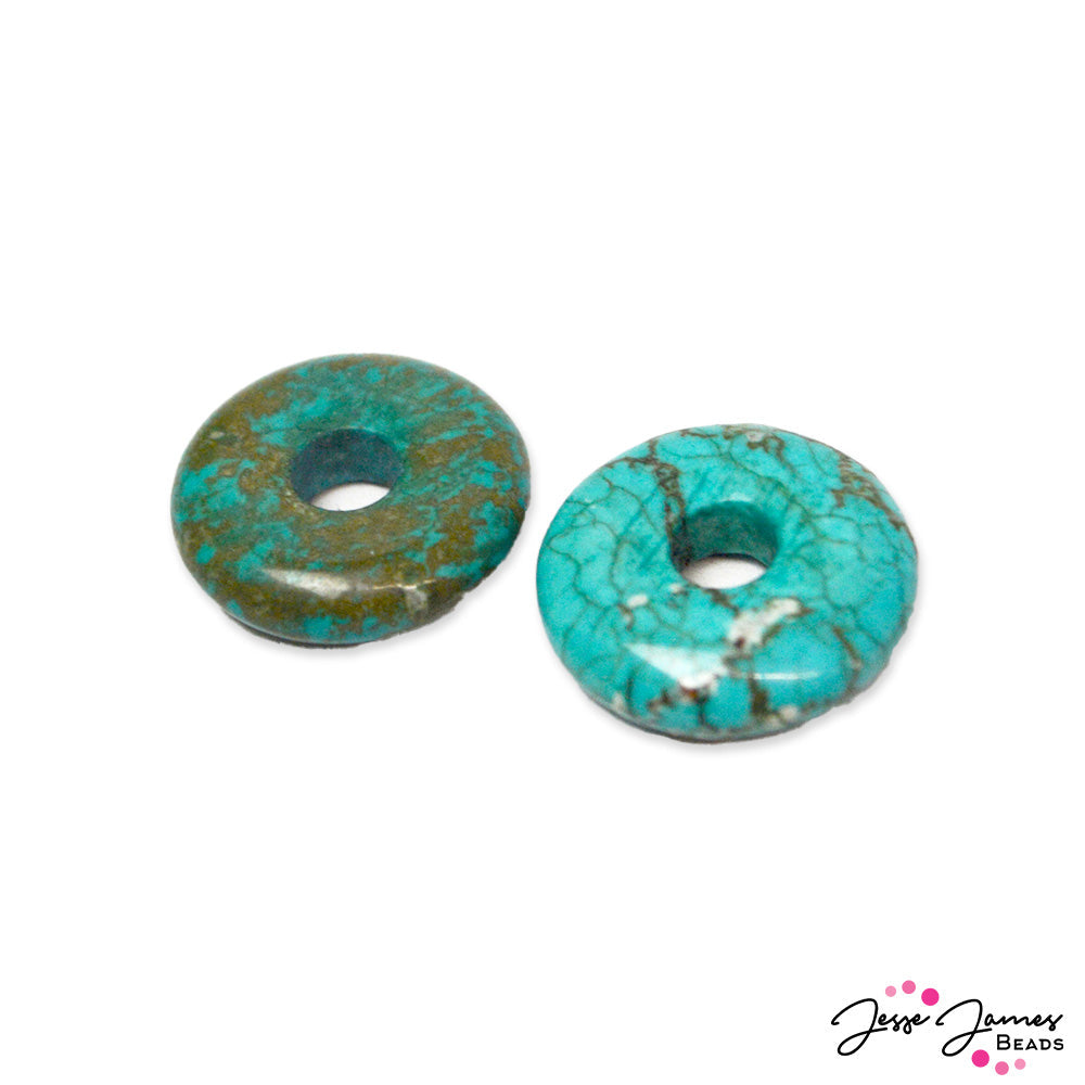 Stone Donut Bead Pair in Turquoise