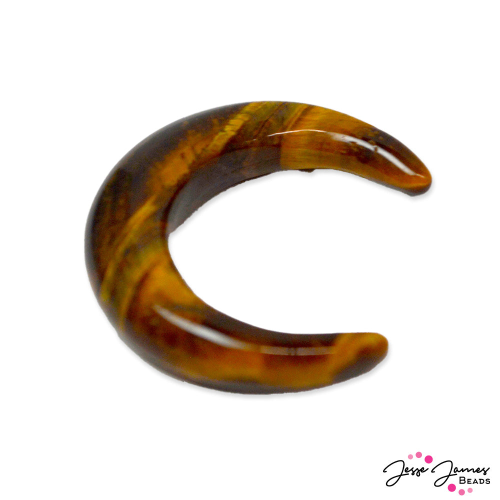 Stone Flat Back Cabochon in Tiger's Eye Crescent