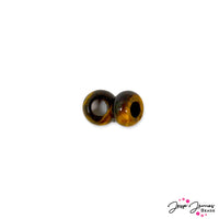 Stone Large Hole Bead Pair in Tiger's Eye