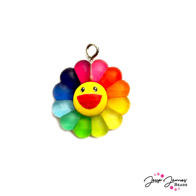 Handmade Takashi Murakami Flower Keychain | Rainbow Smile Flower