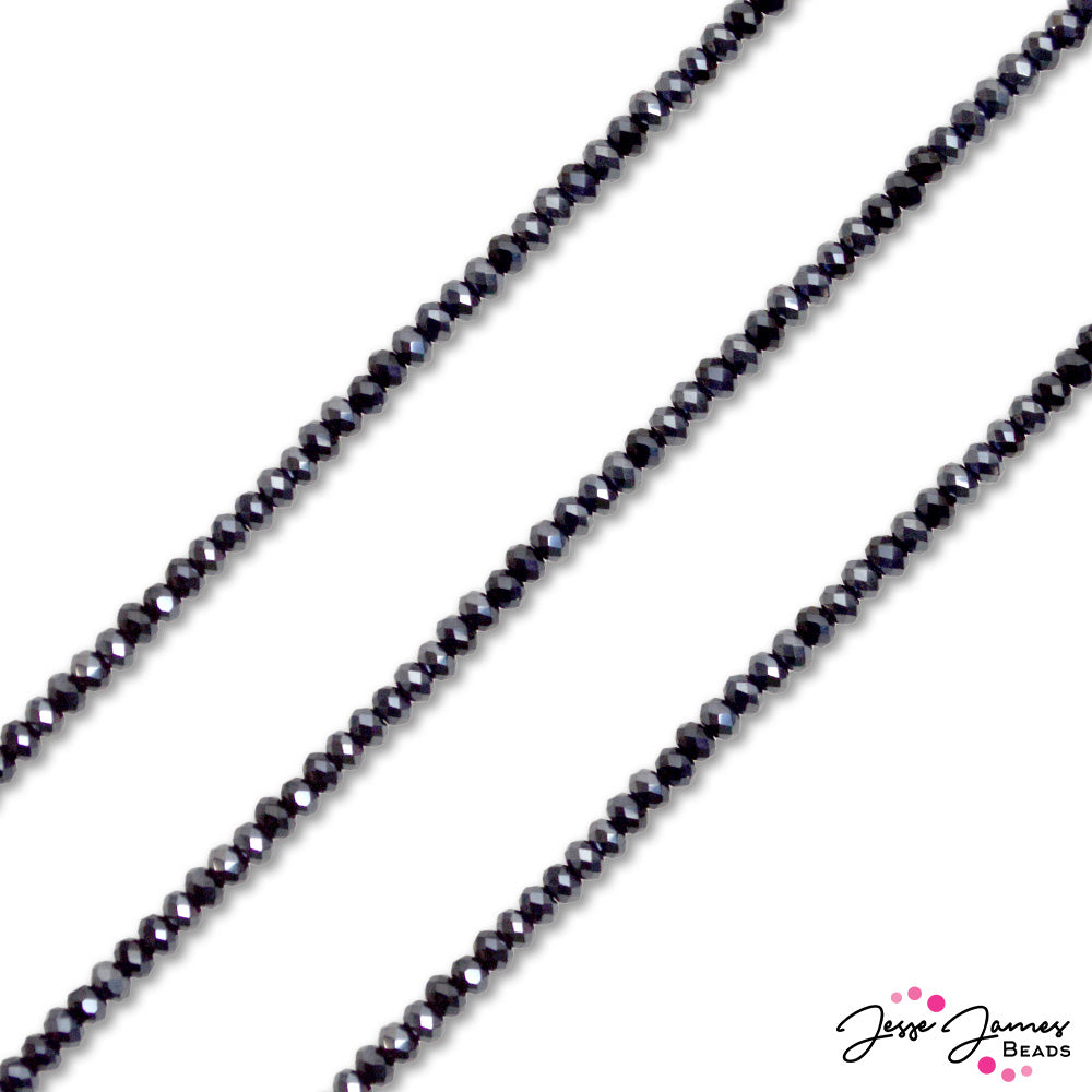 Thunder Polish Glass Bead Strand in 2mm Paint It Black