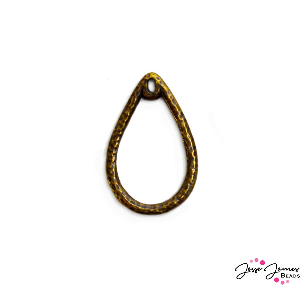 TierraCast Stitch Around Teardrop in Brass 20MM X 30MM