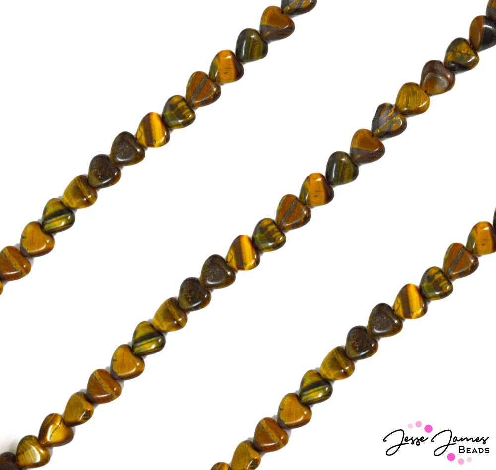 All Heart Stone Bead Strand in Tigers Eye