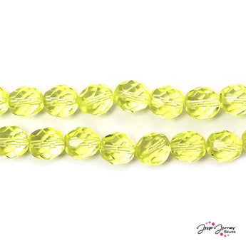 Light Yellow 8mm Czech Glass Round Druk Beads