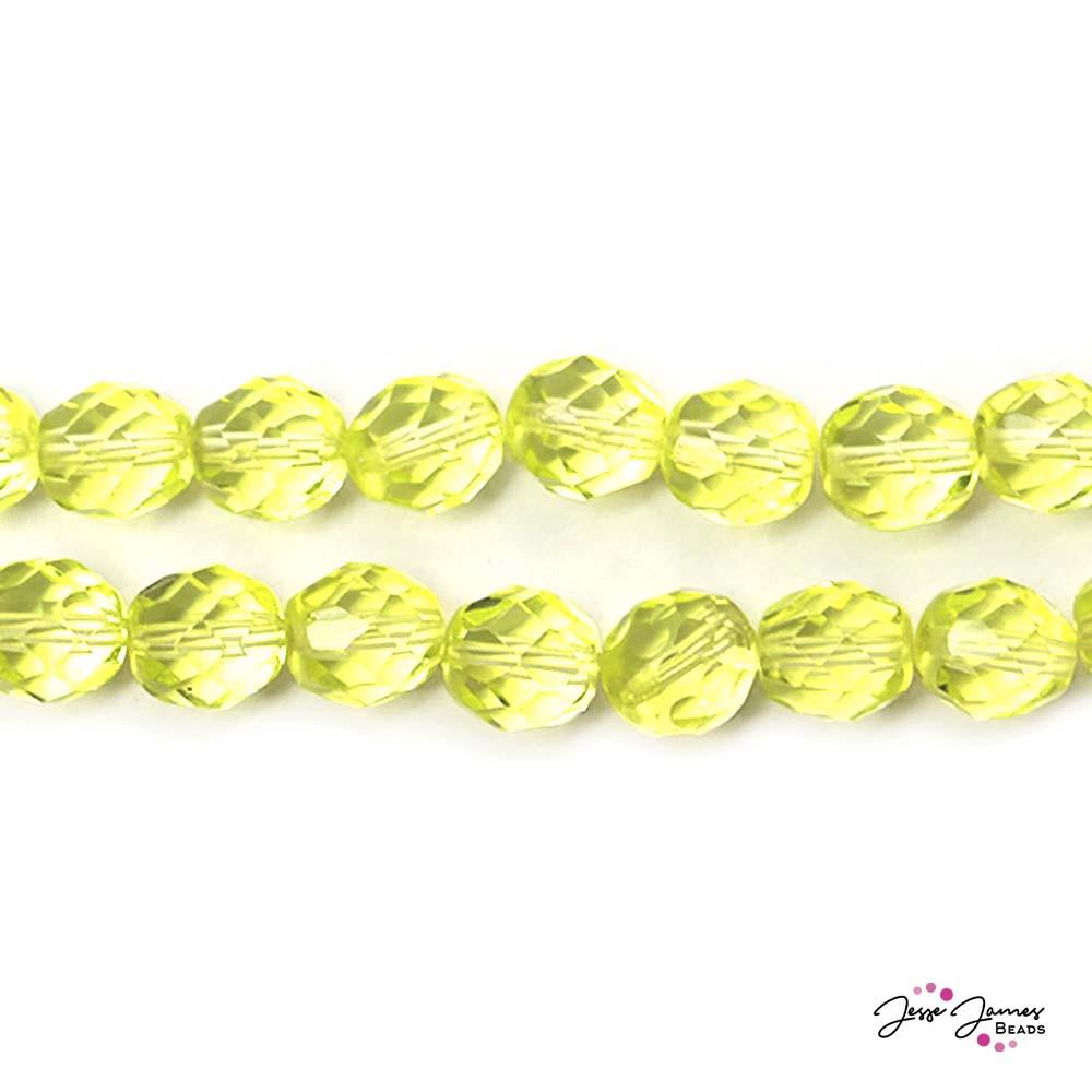 Light Yellow 8mm Czech Glass Round Druk Beads