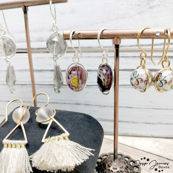 Earrings Make using Smoke & Mirrors beads. Tutorial by Wendy Whitman