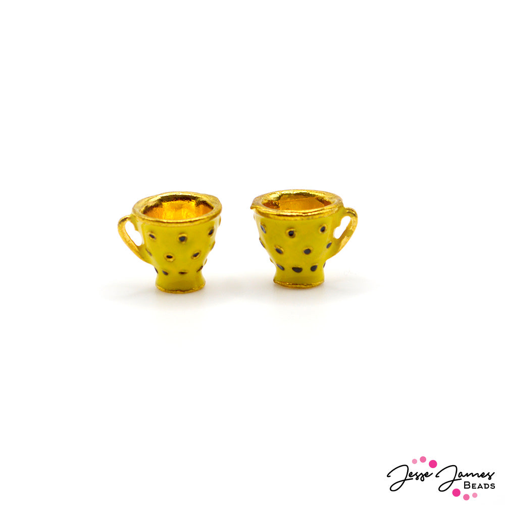 Enamel Teacup Charms in Sunshine Yellow